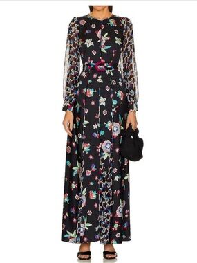 Diane Von Furstenberg Maxi Floral Long Sleeve dress size 0